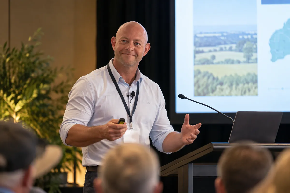 Stuart Williams presenting to an audience
